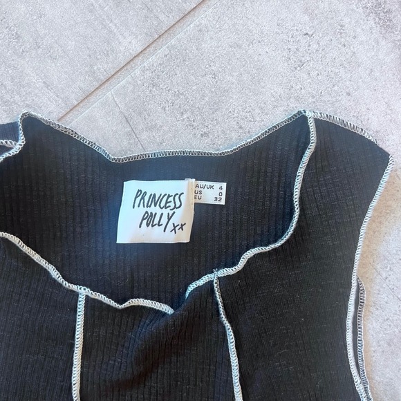 Princess Polly Black Ribbed Crop Top Sleeveless Tank Top Two Pack Women's - Picture 7 of 8